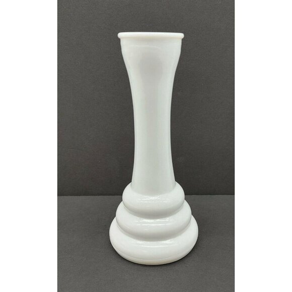 Randall White Milk Glass Vase Pedestal Beehive Base Vintage Art Deco Glassware - Picture 1 of 5